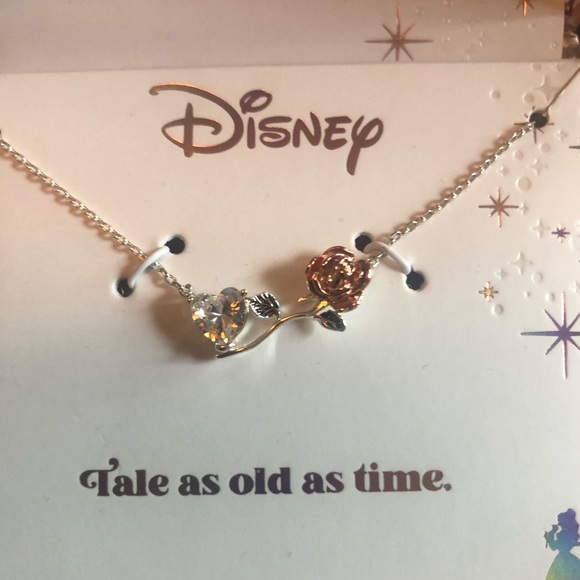 Disney Jewelry Disney Fine Silver Plated Beauty The Beast Necklace